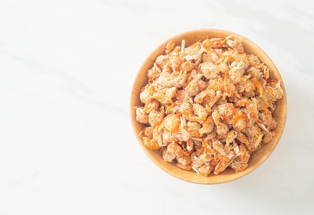 dried shrimps or dried salted prawn in bowl