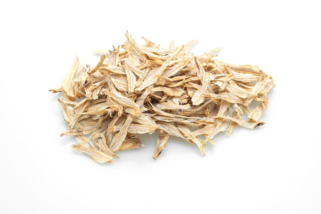 dried small crispy bake fish isolated