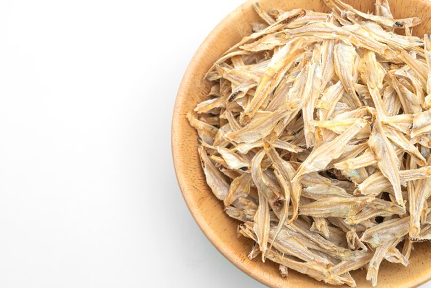 dried small crispy bake fish isolated