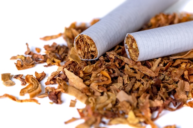 Dried smoking tobacco Isolated on a white background