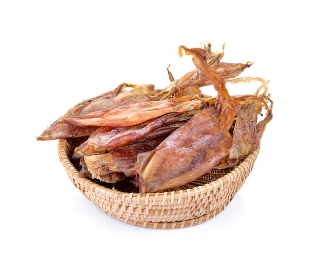 Dried squid on white