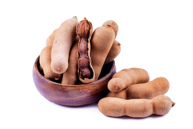 Dried tamarind fruits isolated on a white background