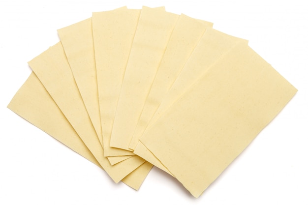 Dried uncooked lasagna pasta sheets