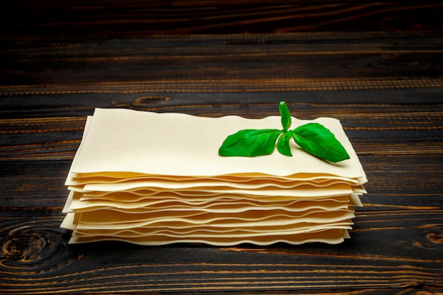 Dried uncooked lasagna pasta sheets