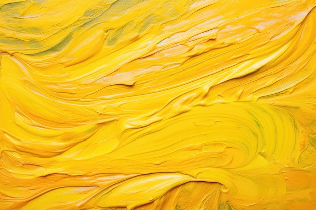 Photo dried yellow oil paint with brush strokes