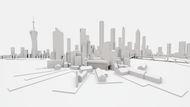 Driedimensionaal landschap van de moderne stad