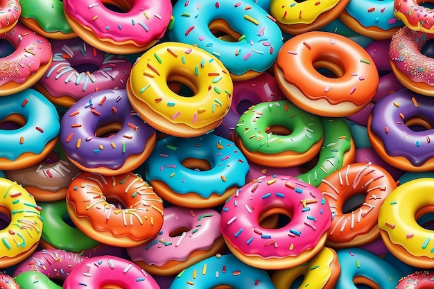 Driedimensionaal patroon van kleurrijke donuts illustratie