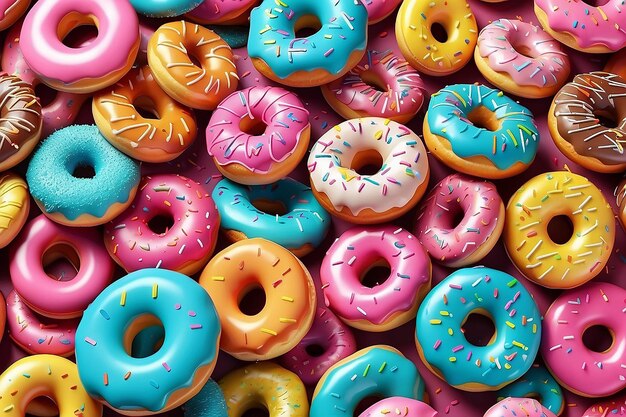 Driedimensionaal patroon van kleurrijke donuts illustratie