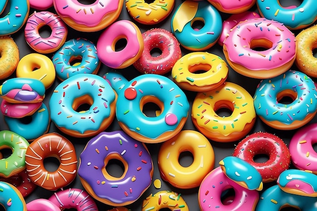 Driedimensionaal patroon van kleurrijke donuts illustratie