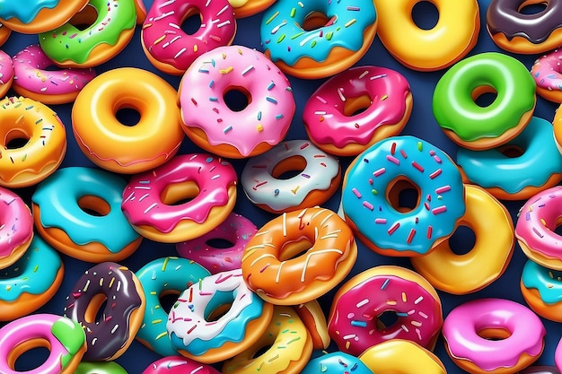 Driedimensionaal patroon van kleurrijke donuts illustratie