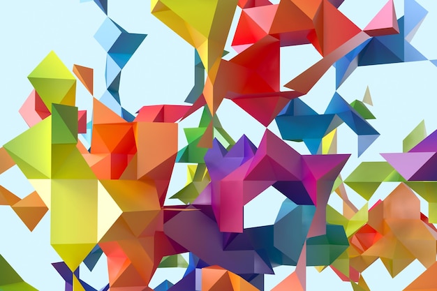 Driehoekig papier met creatieve vormen 3D-weergave