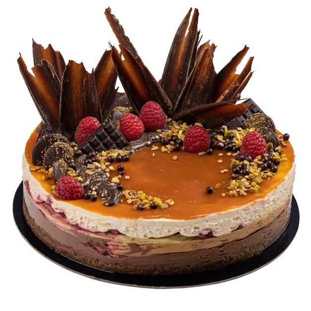 Driekleurige chocolademousse cake