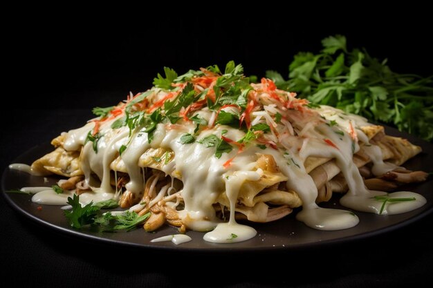 Drievoudige paddenstoel enchiladas met truffelolie