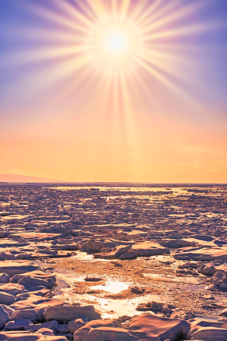 Photo drift ice in the sea of okhotsk winter time