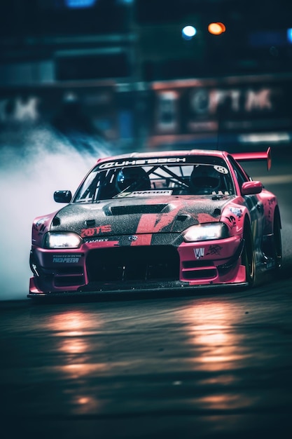 Premium AI Image  Drift racing japan tuning cars smoke speed drone photo  tokio wallpaper photo