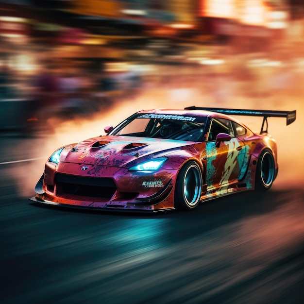 Premium AI Image  Drift racing japan tuning cars smoke speed drone photo  tokio wallpaper photo