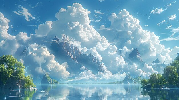 漂う雲の空の島々