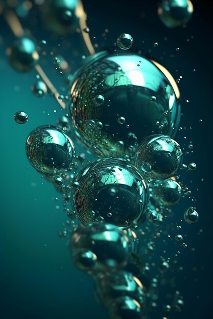 Drijvende 3D waterbubbels AI generatief