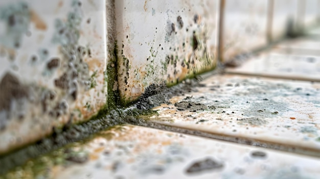 Foto dringende behoefte aan schoonheid schimmelsporen op badkamertegels