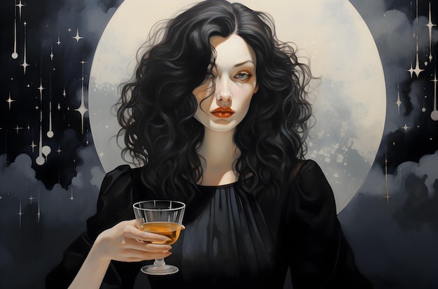 tran_nguyen_light_gray のスタイルで夜にドリンクを飲む