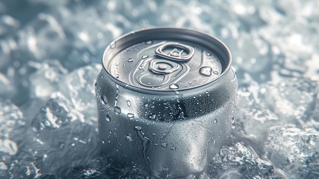 drink blik kan ijs ondergedompeld in vorst ijs metaal aluminium drank Generatieve Ai