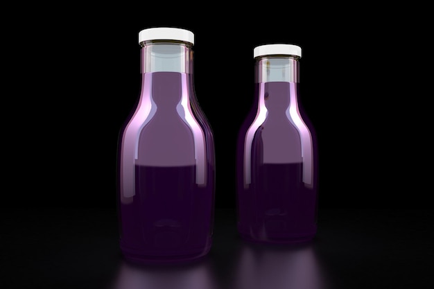 Photo drink bottles front side in black background