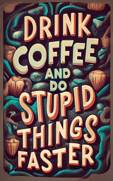 Photo drink coffee and do stupid things faster illustration poster