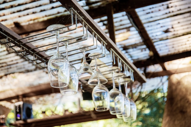 Drink glass hanging in shop.