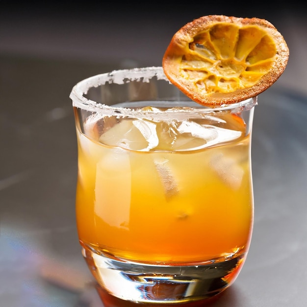 Напиток в стакане с апельсиновой цедрой.