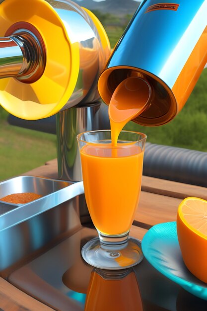 Drink is poured into plastic bottles on juice production