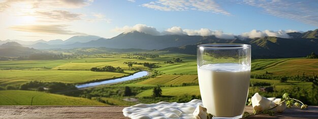 Photo drink milk and be healthy in the style of photorealistic landscapes