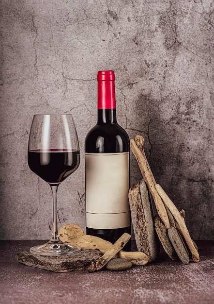 Drink photography of red wine with stones