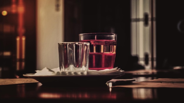 Photo drink served on table