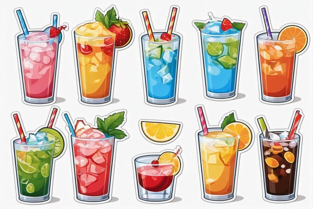 drink stickers with different toppings