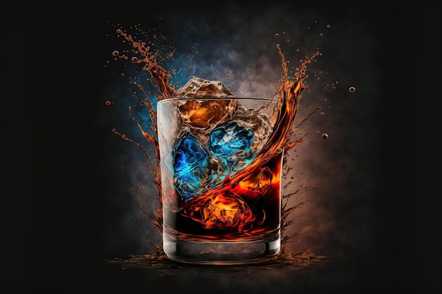 Drink with ice cocktail splash Generative AI illustration