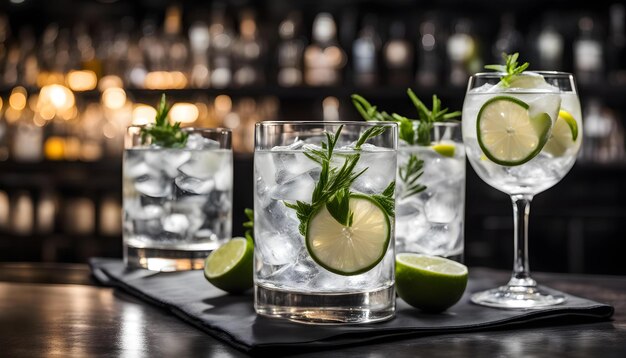 Photo a drink with limes and limes on a table