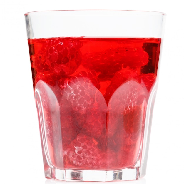 Drink with raspberries