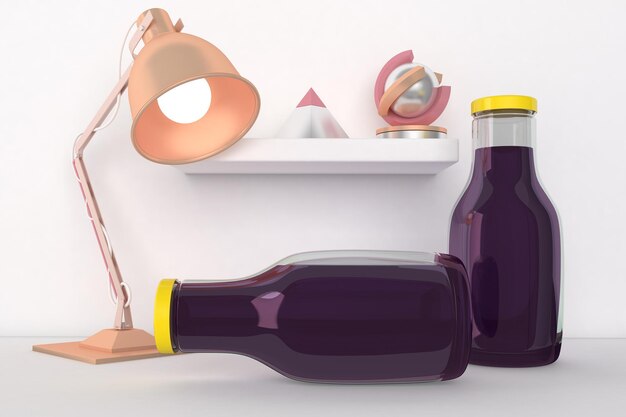 Drinkflessen Perspectiefzijde op het bureaublad