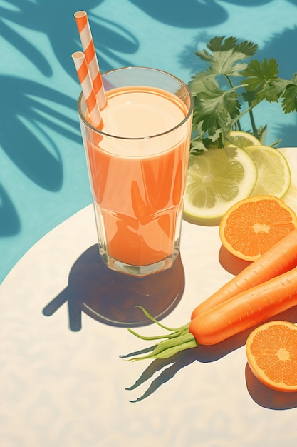 пить морковный сок на солнце в стиле анимационных gifs воздушный вид одноцветный цвет