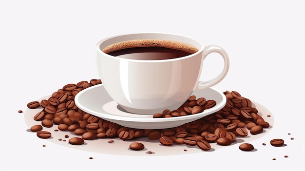 Drinking coffee cup with beans isolated white background AI Generated art