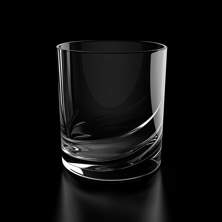 drinking glass on black background