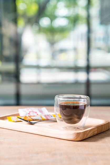 Drinking glass on table