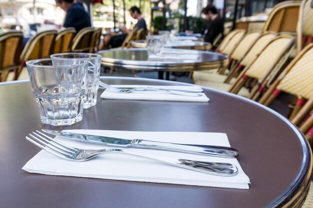 Photo drinking glass on table