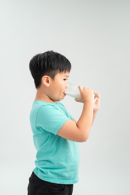 A drinking milk boy on the white background