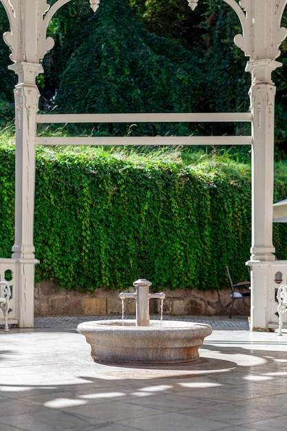 Photo drinking pavilion with mineral natural water in the spa resort.