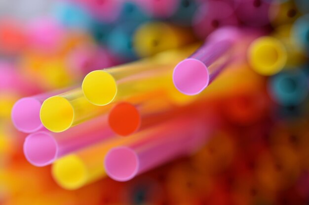 Drinking straws. macro abstract image with beautiful multi-colored background