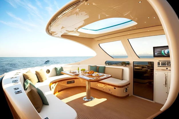 Drinks bar on board of yacht Interior