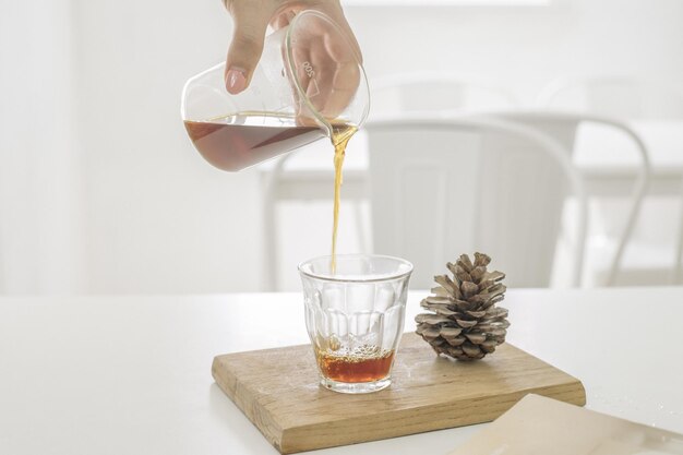 Photo drip coffee on glass