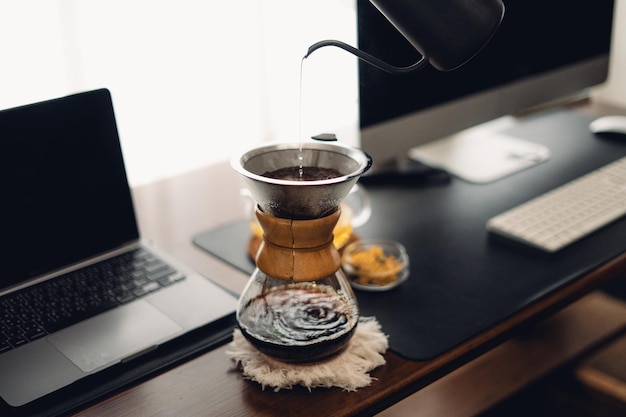 Photo drip coffee in a jar