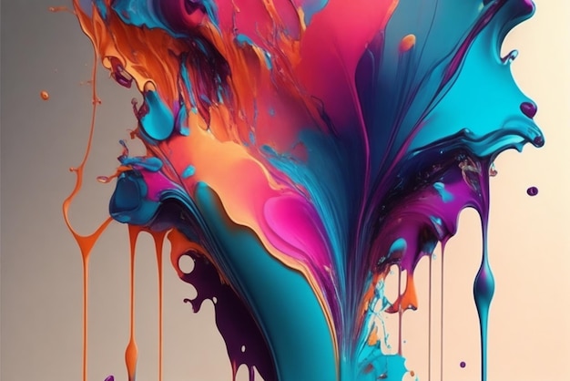 Drip Painting Technique To Create An Abstract Image Where Floral Shapes Form From Splashes Of Paint